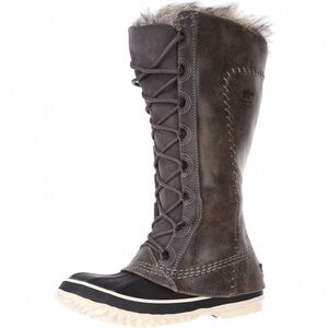 Sorel Cate The Great Tall Waterproof Leather Winter Snow Boots Wmn’s Size 6 Grey